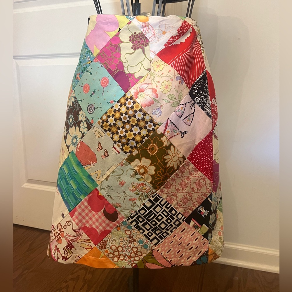 LOVE-LIFE PATCHWORK TRENDY SKIRT 20” LENGTH NWOT SZ:S $160